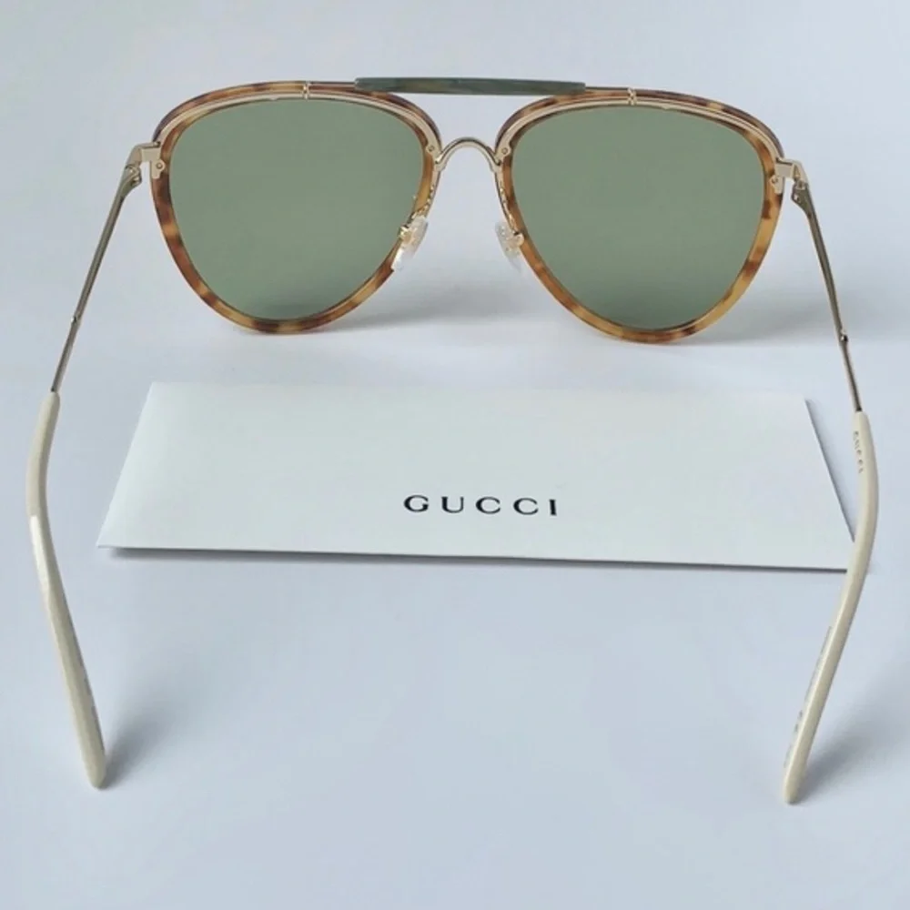 Ship same-day -💯 - New Authentic Gucci Sunglasses GG0672S 003 Havana/Gold/Green